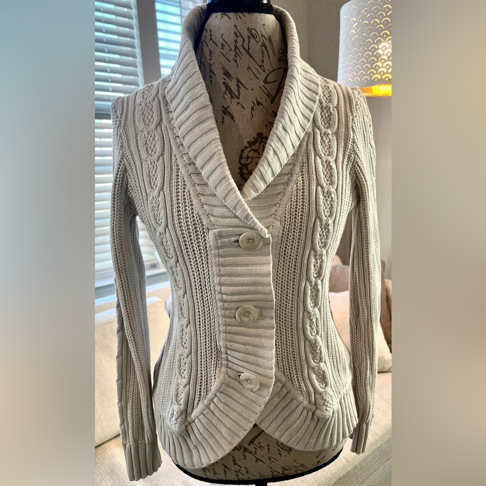 Bass Cable Knit Cream Cardigan Medium